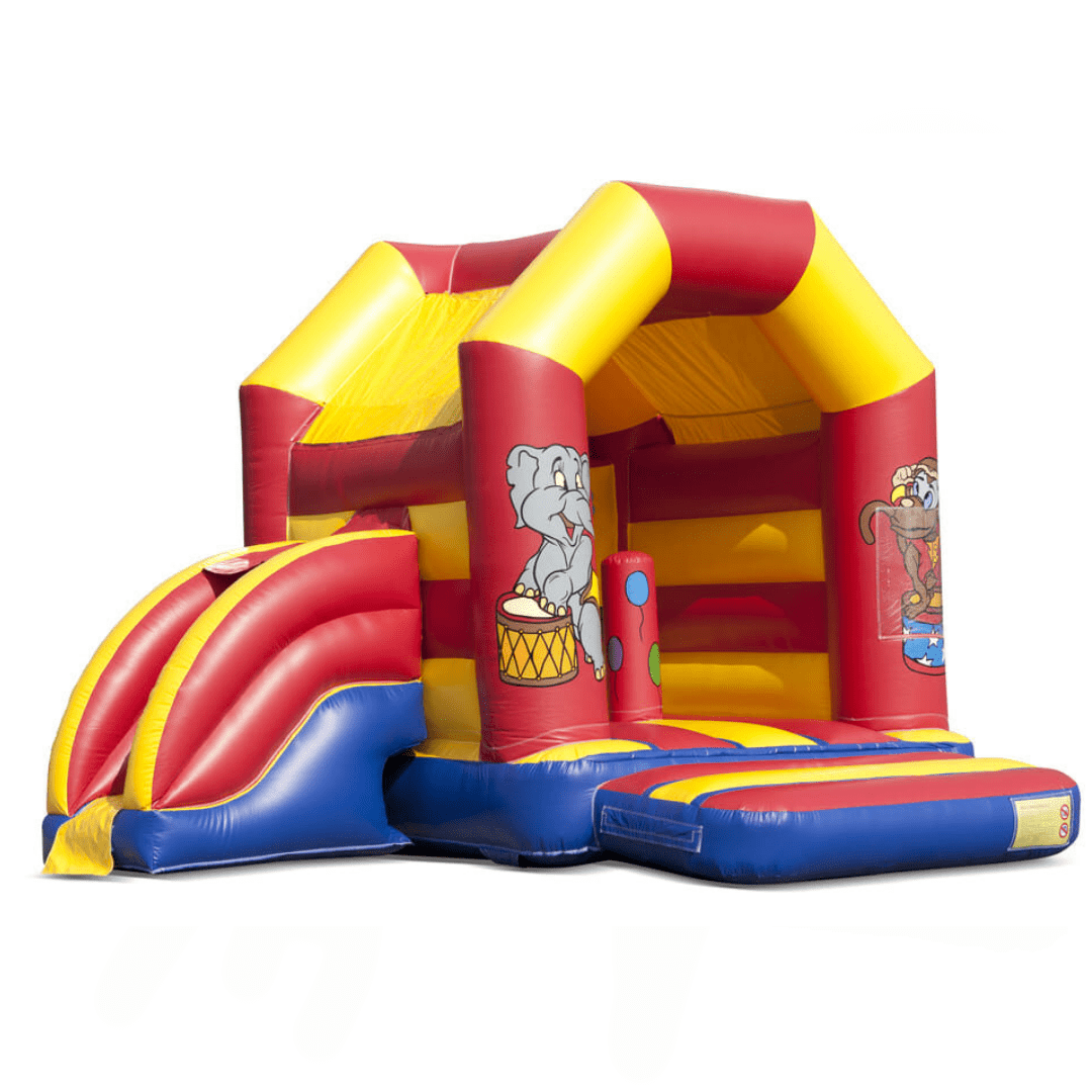 Cirkuszos közepes ugrálóvár csúszdával