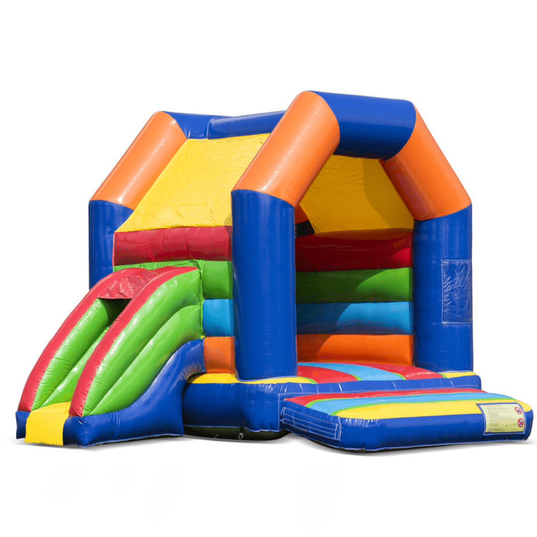 Szivárványos közepes ugrálóvár csúszdával