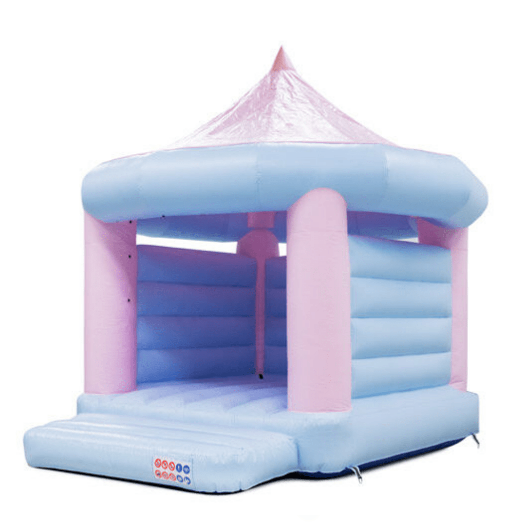 Sátor nagy ugrálóvár pasztell kék-rózsaszín