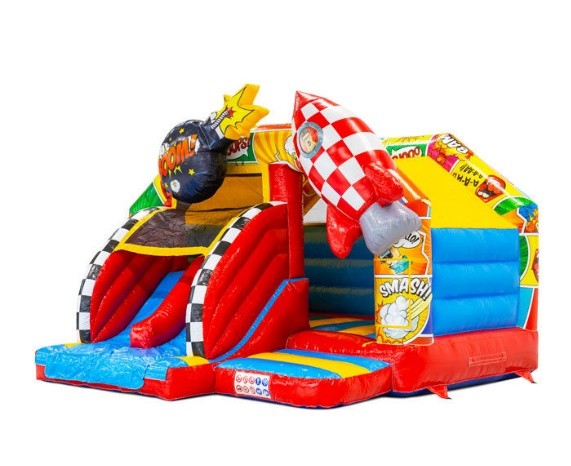 Képregény dupla csúszdás légvár