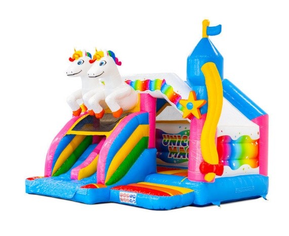 Unikornis dupla csúszdás légvár