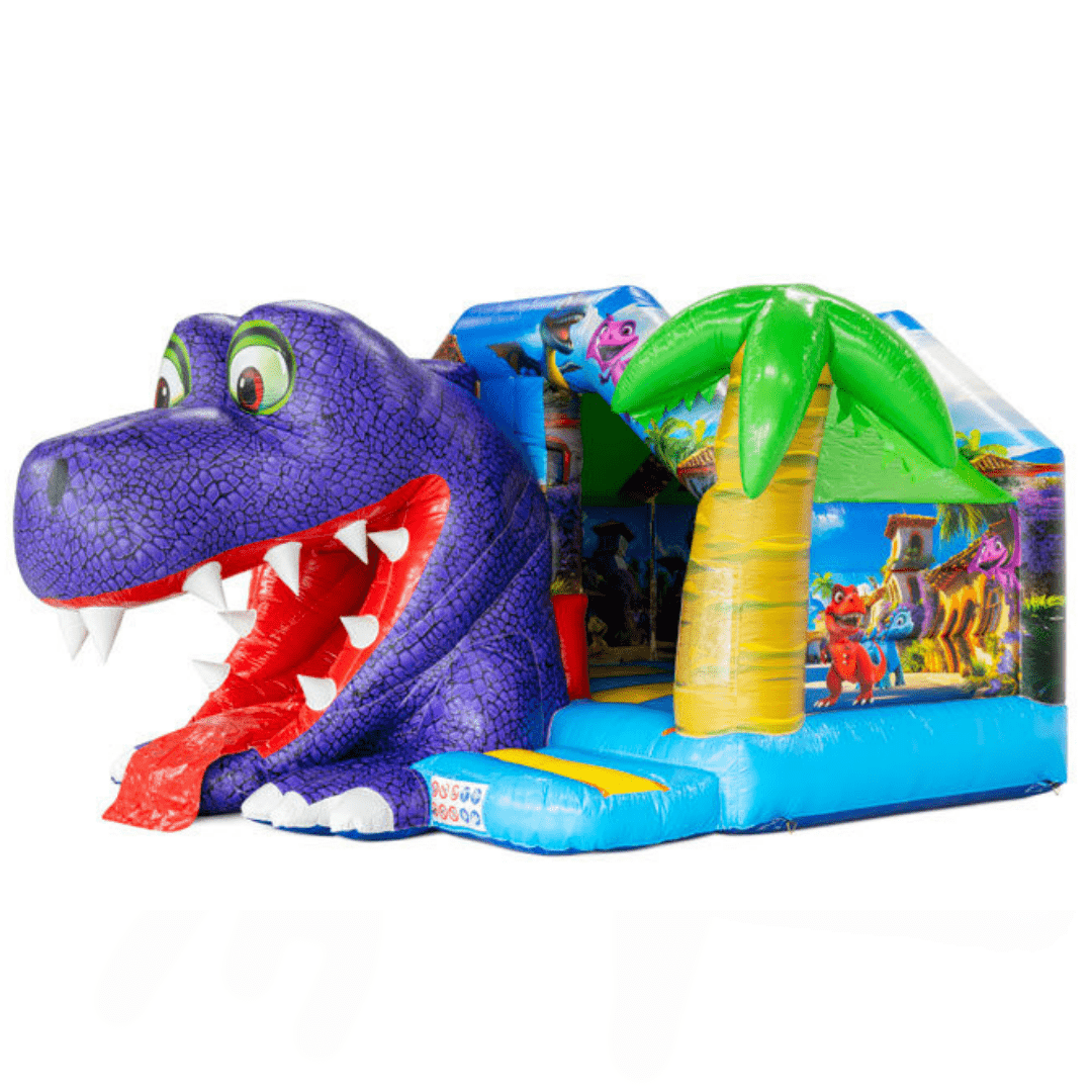 Lila dínós csúszdás légvár