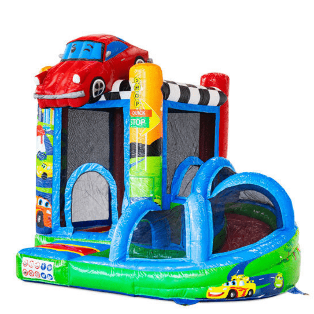 Versenyautó kanyarcsúszdás légvár